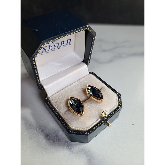 SAL Swarovski Blue Crystal Stud Earrings Vintage - Picture 6 of 10